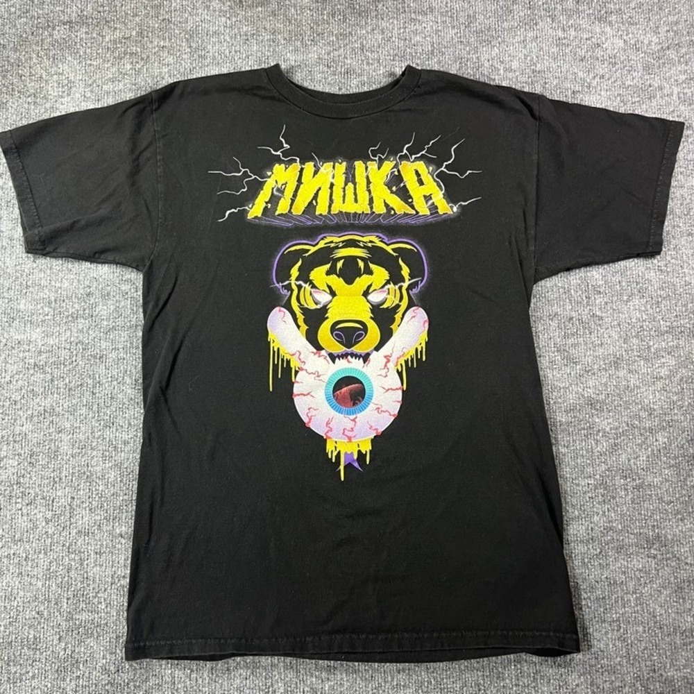 Mishka x Korbt Bear Eyeball Graphic‎ T-Shirt Mens Medium Black Streetwear USA